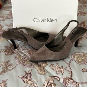 Sling back lizard heels by Calvin Klein